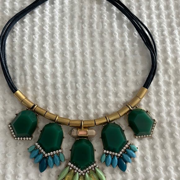 New J.Crew Statement Necklace Green, Blue, & a Bit of Sparkle - Picture 6 of 11